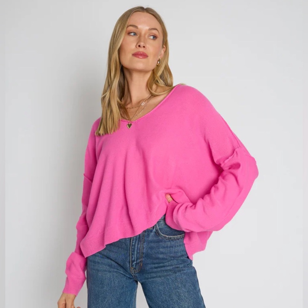Pink V Neck Sweater